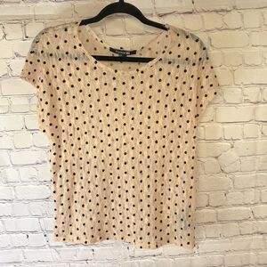 Forever21 Pale Peachy Pink Stretch Lace Semi Sheer Polka Dot Top Size Small